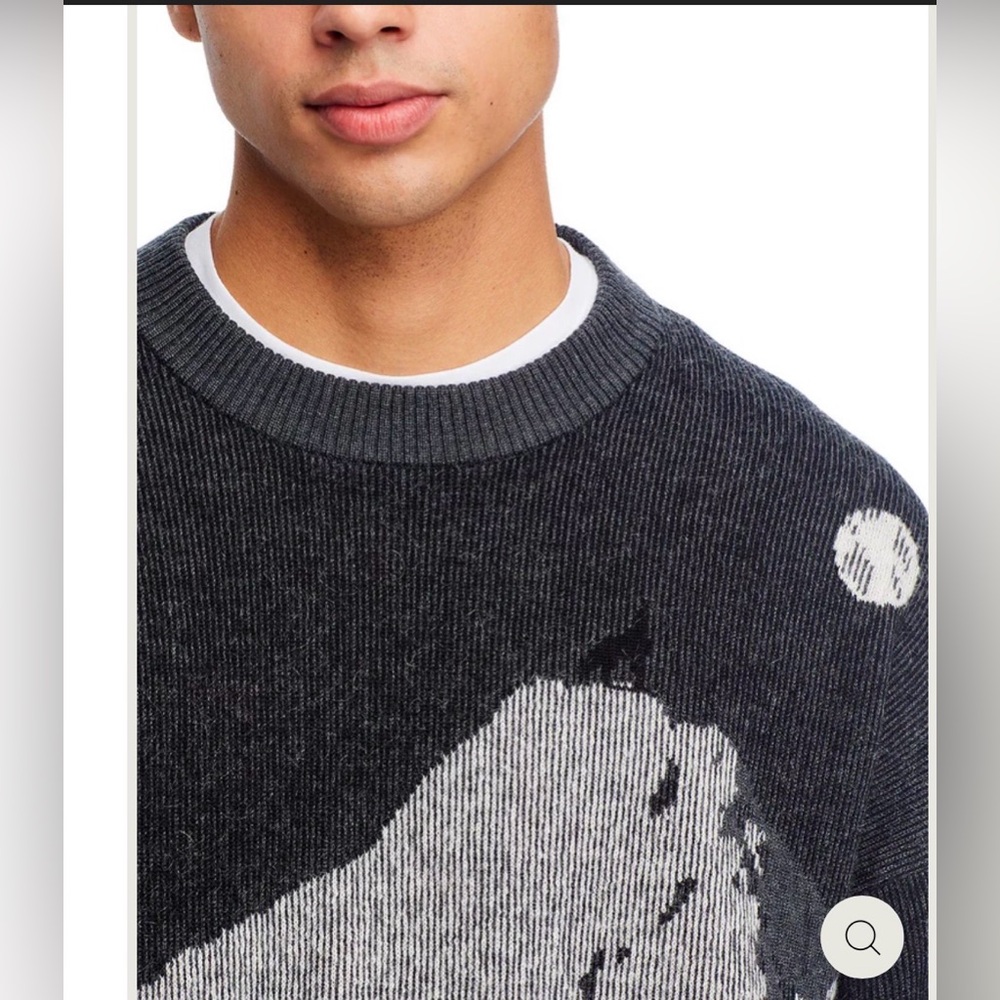 HUGO BOSS Wool-blend Oversize Fit Sweater Seasonal Jacquard In black & dark grey - Picture 6 of 10